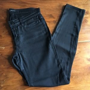 J Brand 620 mid-rise coated skinny jeans in black
